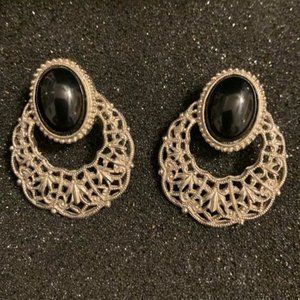 silver & black onyx earrings